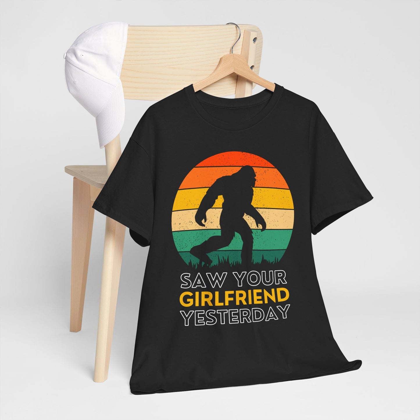 Sasquatch Girlfriend Unisex Heavy Cotton Tee - Fun Retro Style for Nature Lovers - Express Delivery available