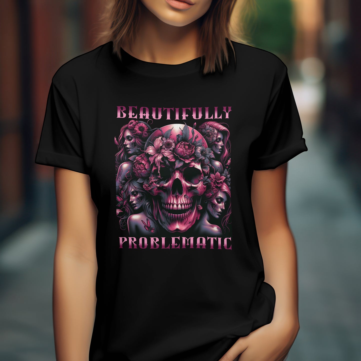 Beautifully Problematic Skull Tee | Edgy Graphic T-Shirt for Bold Individuals Express Delivery available